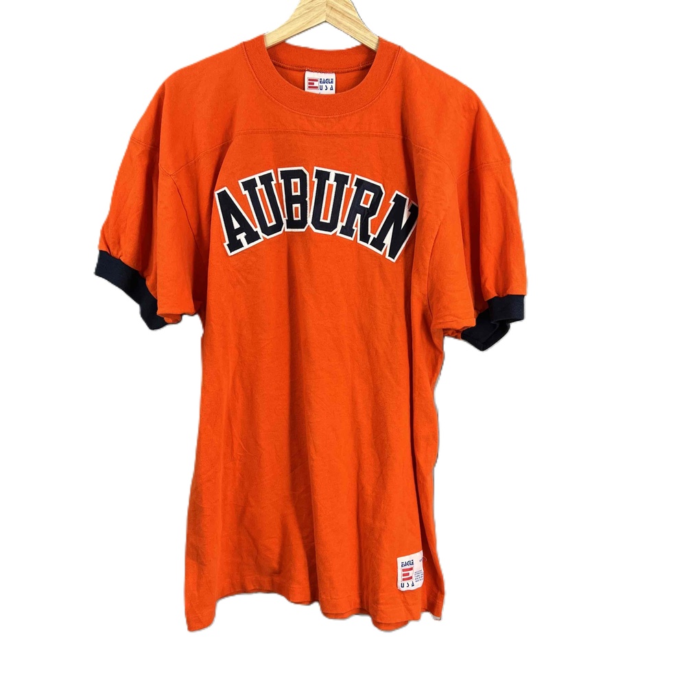 Auburn University Orange Applique‎ Tee Spell Out Eagle USA Short Sleeve Large